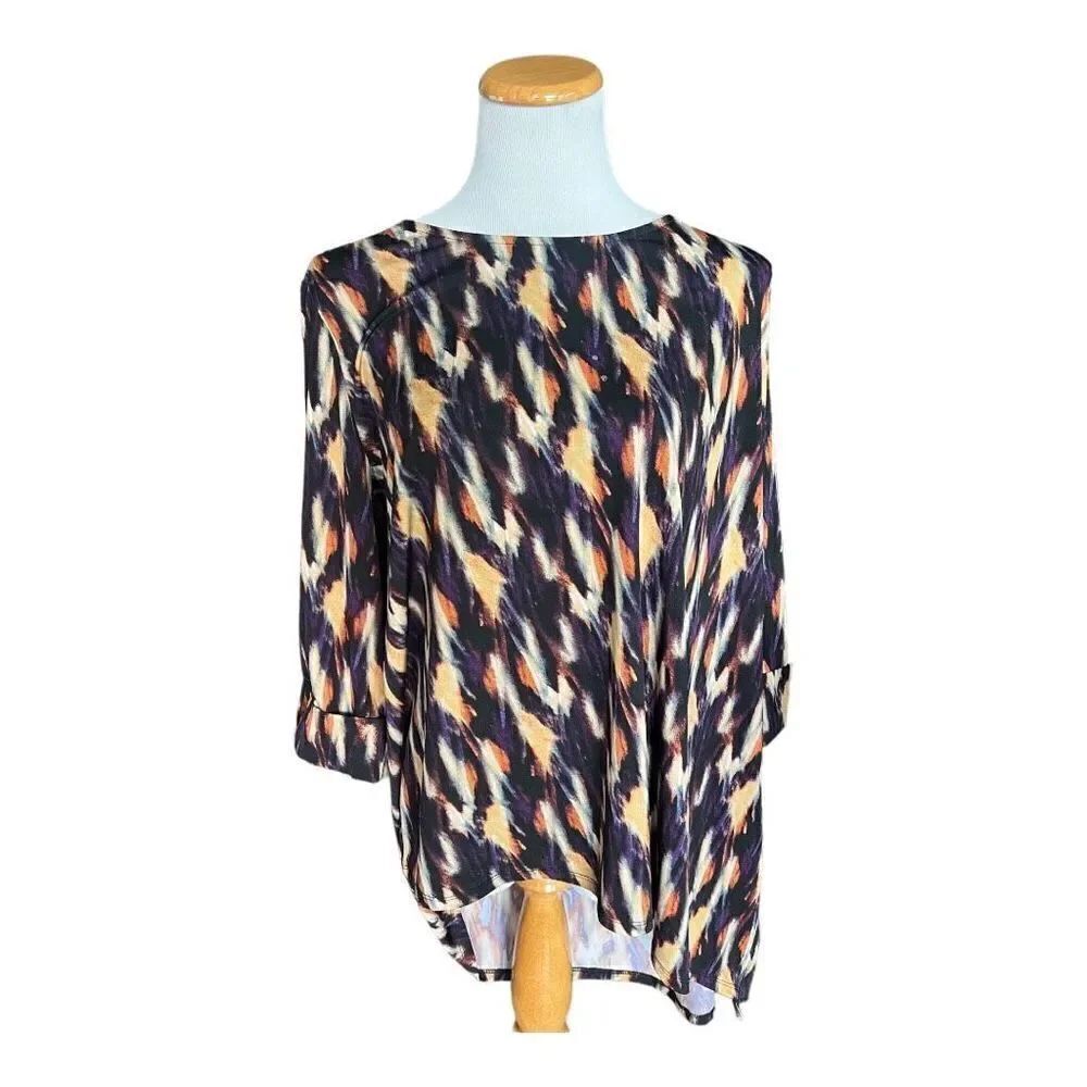 Womens New Directions Abstract Asymmetrical Top - Sz 2X